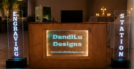 DandiLu Designs on-site engraving station at an event